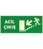 Fosforlu Acil Çıkış Levhası - Sol Aşağı Yönlendirme Tabelası