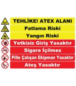Tehlike ATEX Alanı Levhası - Acil Durum Uyarı Tabelası