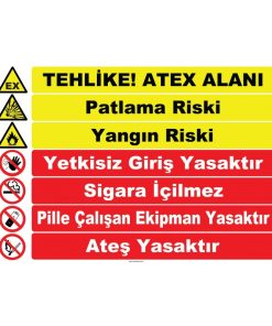 Tehlike ATEX Alanı Levhası - Acil Durum Uyarı Tabelası