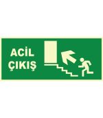 Fosforlu Acil Çıkış Levhası - Sol Yukarı Yönlendirme