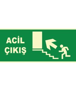 Fosforlu Acil Çıkış Levhası - Sol Yukarı Yönlendirme