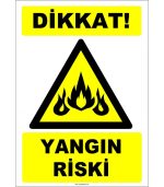 Dikkat! Yangın Riski Levhası - Güvenlik ve Uyarı Etiketi