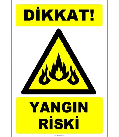 Dikkat! Yangın Riski Levhası - Güvenlik ve Uyarı Etiketi