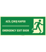 Türkçe İngilizce Acil Çıkış Kapısı / Emergency Exit Door Levhası
