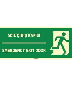Türkçe İngilizce Acil Çıkış Kapısı / Emergency Exit Door Levhası