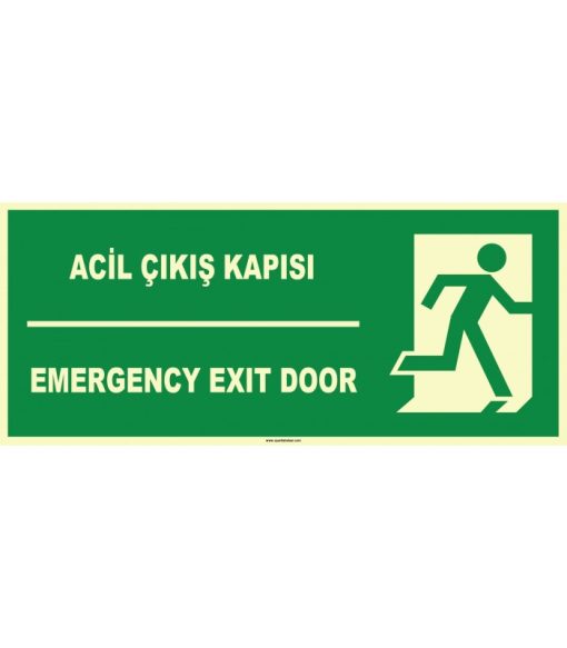 Türkçe İngilizce Acil Çıkış Kapısı / Emergency Exit Door Levhası