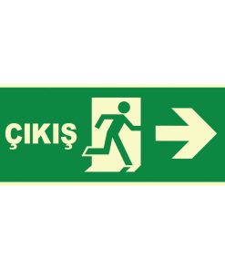 Fosforlu Acil Çıkış Levhası - Sağa Yönlendirme (Glow in Dark)