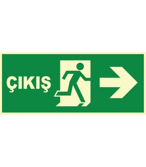 Fosforlu Acil Çıkış Levhası - Sağa Yönlendirme (Glow in Dark)