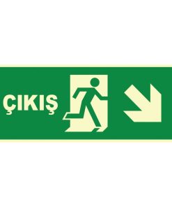 Fosforlu Acil Çıkış Levhası: Sağ Aşağı Yönlendirme Tabelası