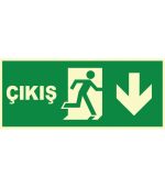 Fosforlu Acil Çıkış Levhası: Sağ Aşağı Yönlendirme Tabelası
