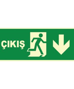 Fosforlu Acil Çıkış Levhası: Sağ Aşağı Yönlendirme Tabelası