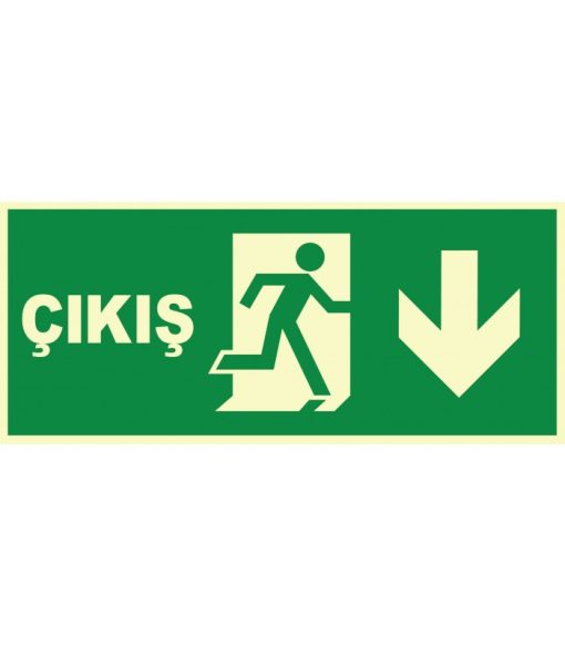 Fosforlu Acil Çıkış Levhası: Sağ Aşağı Yönlendirme Tabelası
