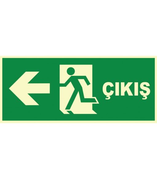 Fosforlu Acil Çıkış Sol Yön Levhası: Yüksek Görünürlük Etiketi