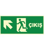 Fosforlu Acil Çıkış Levhası: Sol Yukarı Yönlendirme, Hızlı Çıkış Etiketi