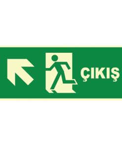 Fosforlu Acil Çıkış Levhası: Sol Yukarı Yönlendirme, Hızlı Çıkış Etiketi