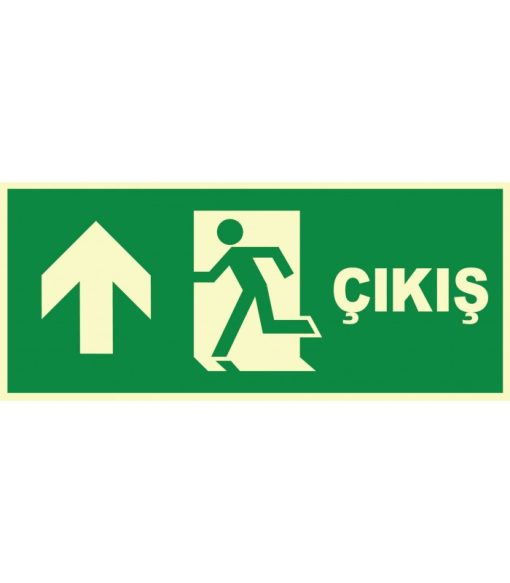 Fosforlu Acil Çıkış Levhası: Sol Yukarı Yönlendirme, Işıklı Tabela