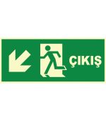 Fosforlu Acil Çıkış Levhası: Sol Aşağı Yönlendirme Etiketi