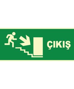 Fosforlu Acil Çıkış Merdiven Yönlendirme Levhası (Aşağı/Sağ)