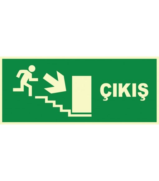 Fosforlu Acil Çıkış Merdiven Yönlendirme Levhası (Aşağı/Sağ)