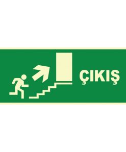 Fosforlu Acil Çıkış Levhası: Merdivenden Yukarı Sağ Yön