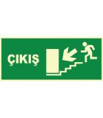 Fosforlu Acil Çıkış Levhası: Merdivenden Aşağı Sol Yönlendirme