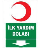 İlk Yardım Dolabı Levhası - Aşağı Yön Güvenlik İşareti