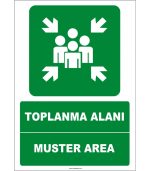 Türkçe İngilizce Toplanma Alanı Levhası (Muster Area İşareti)