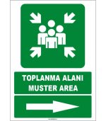 Türkçe İngilizce Toplanma Alanı / Muster Area İşareti, Sağ Yön