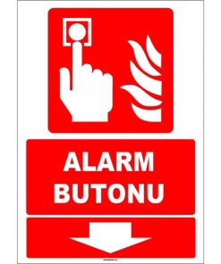 Acil Alarm Butonu - Aşağıda Yönlendirmeli Güvenlik Etiketi