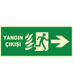 Fosforlu Yangın Çıkışı Levhası: Sağa Yönlendirme, Güvenli Çıkış