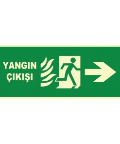 Fosforlu Yangın Çıkışı Levhası: Sağa Yönlendirme, Güvenli Çıkış