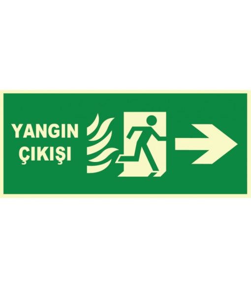 Fosforlu Yangın Çıkışı Levhası: Sağa Yönlendirme, Güvenli Çıkış