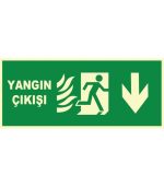 Fosforlu Yangın Çıkışı Levhası: Aşağı Yönlendirme Oku