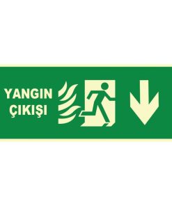 Fosforlu Yangın Çıkışı Levhası: Aşağı Yönlendirme Oku
