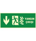 Fosforlu Yangın Çıkışı Levhası - Aşağı Yön Ok (Acil Durum)