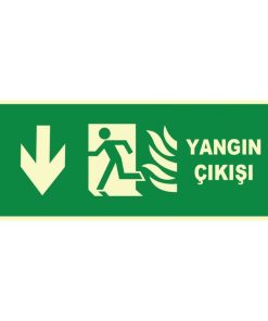 Fosforlu Yangın Çıkışı Levhası - Aşağı Yön Ok (Acil Durum)