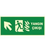 Fosforlu Yangın Çıkışı Levhası: Sol Yukarı Yönlendirme Ok