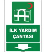 İlk Yardım Çantası Aşağıda İşareti - Güvenlik ve Acil Durum Levhası