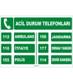 Acil Durum Telefonları Levhası/Etiketi - Güvenlik İşareti