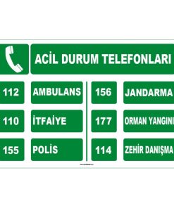 Acil Durum Telefonları Levhası/Etiketi - Güvenlik İşareti