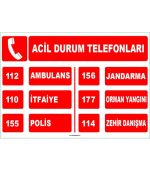 Acil Durum Telefonları Levhası, Güvenlik İşareti - Hızlı Kargo