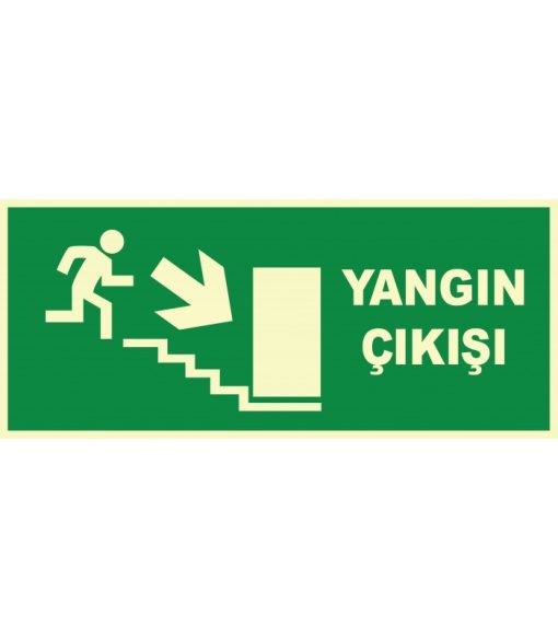 Yangın Çıkışı Sağ Merdiven Aşağı Ok İşareti - Güvenli Yönlendirme