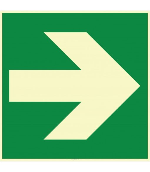 Fosforlu Sağ Yön Levhası/Etiketi | Acil Çıkış Güvenlik İşareti