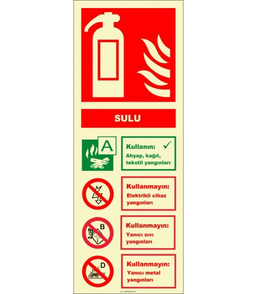 Fosforlu Sulu Yangın Söndürücü Levhası - Acil Durum İşareti