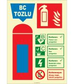 Fosforlu BC Tozlu Yangın Söndürücü - Yüksek Görünürlük Güvenlik Levhası