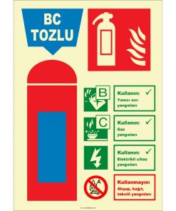 Fosforlu BC Tozlu Yangın Söndürücü - Yüksek Görünürlük Güvenlik Levhası