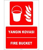 Türkçe İngilizce Yangın Kovası - Fire Bucket Güvenlik İşareti