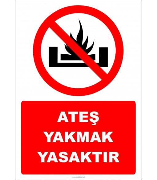 Ateş Yakmak Yasaktır Levhası | Yüksek Kalite Acil Uyarı