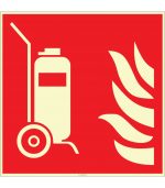 Fosforlu Tekerlekli Yangın Söndürücü İşareti ve Etiketi