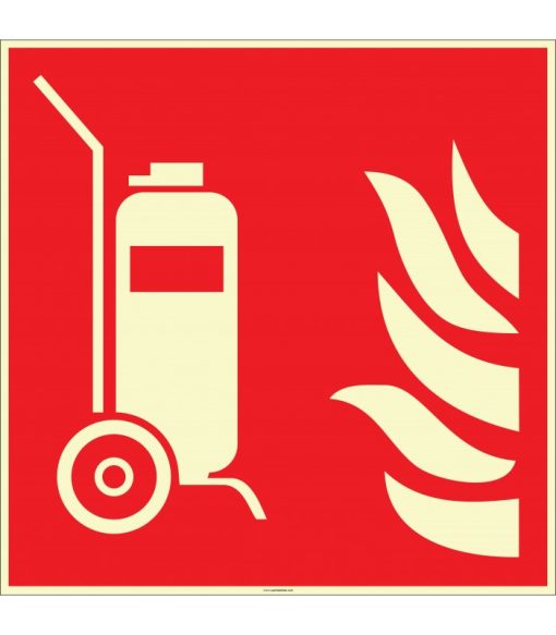 Fosforlu Tekerlekli Yangın Söndürücü İşareti ve Etiketi
